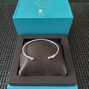 Birks Cluster Stud Sterling Silver Cuff Bracelet S/M